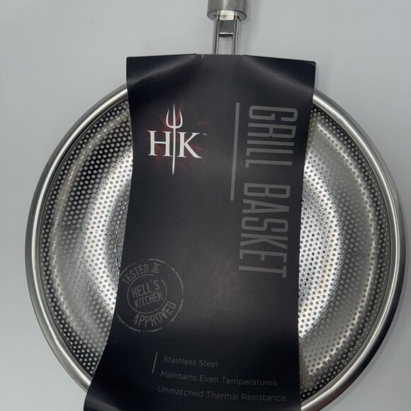 NEW Hell's Kitchen Stainless Steel 12" Grill Basket Pan Chef Gordon Ramsey BBQ - Picture 3 of 6